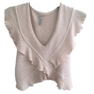 ruffled blush v-neck
